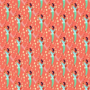 Seamless pattern with lovers b cartoons characters and girl Stock Illustration
