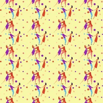 Seamless pattern with lovers b cartoons characters and girl Stock Illustration