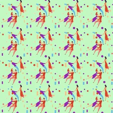 Seamless pattern with lovers b cartoons characters and girl Stock Illustration
