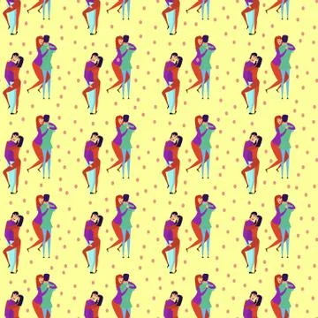 Seamless pattern with lovers b cartoons characters and girl Stock Illustration