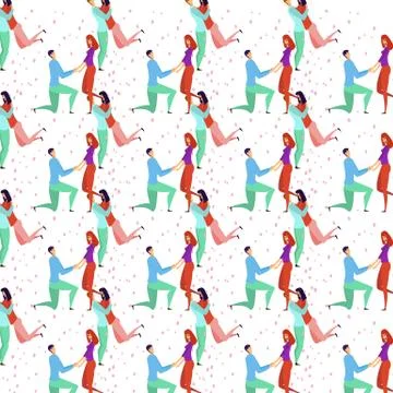 Seamless pattern with lovers b cartoons characters and girl Stock Illustration