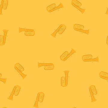 Seamless pattern low tuba cartoon vector Stock Illustration