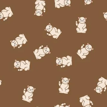 Seamless pattern Lucky cat bringing good fortune and success Stock Illustration