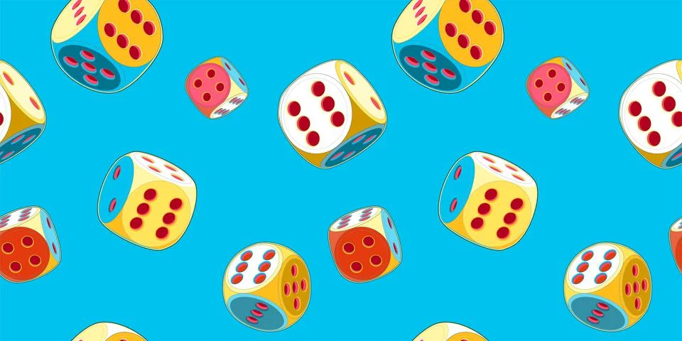 Seamless Pattern of Lucky Dice with six Stock Illustration