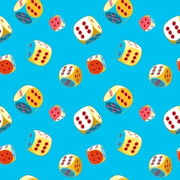 Seamless Pattern of Lucky Dice with six Stock Illustration
