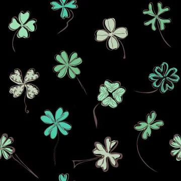 Seamless pattern with lucky four leaf clovers Stock Illustration