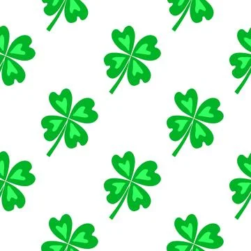Seamless pattern with lucky four leaf clovers. Stock Illustration
