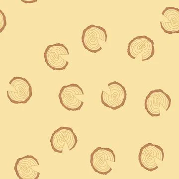 Seamless pattern lumber wood circle cartoon vector Stock Illustration