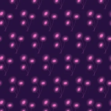 Seamless pattern of luminous neon abstract chamomile flowers in trendy bright 스톡 일러스트