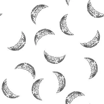 Seamless pattern lunar moon sketch hand drawn Stock Illustration