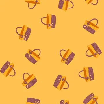 Seamless pattern lunch picnic basket cartoon vector Illustration