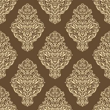 Seamless pattern with luxurious floral ornaments.  Stock Illustration