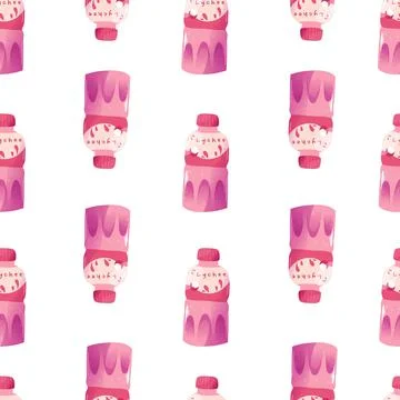 Seamless pattern with lychee flavor Cute delicious drink.Japanese Kawaii styl 스톡 일러스트