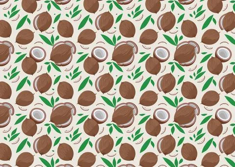 Seamless pattern with macadamia nuts. Vector illustration of half and full .. Stock-Illustration