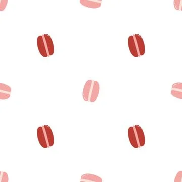 Seamless pattern with macaroon cookies. Flat vector background of sweet desse Stock Illustration