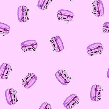 Seamless pattern macaroon macaron character cartoon vector Stock Illustration