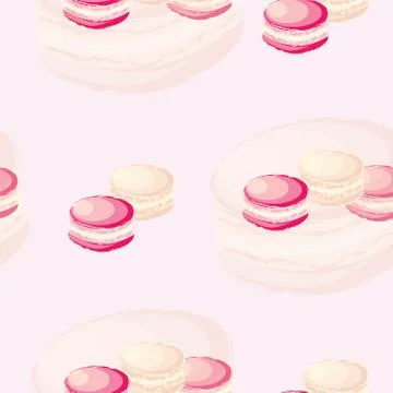 Seamless pattern with macaroons in pink pastel colors vector Stock Illustration