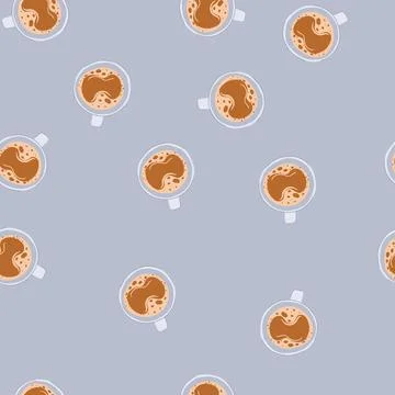 Seamless pattern macchiato coffee cup top cartoon vector Stock Illustration