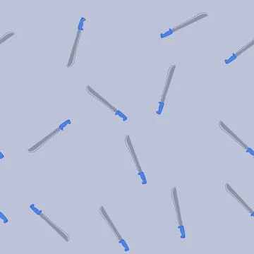 Seamless pattern machete knife tool chopping blade weapon concept Illustration