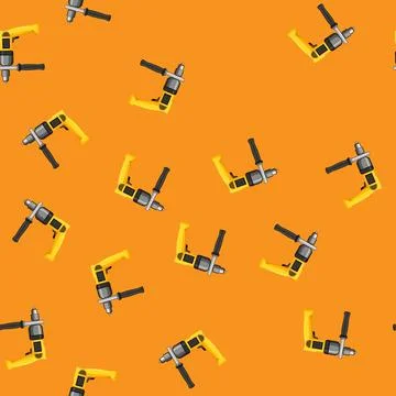 Seamless pattern machine drill cartoon vector sign color Stock Illustration