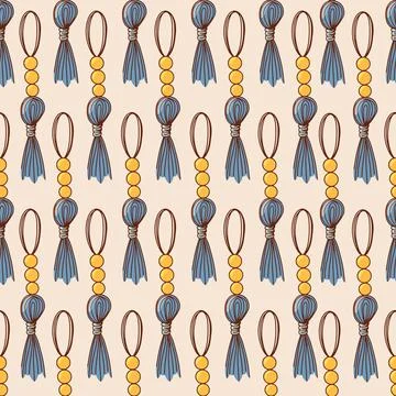 Seamless pattern macrame wall hanging-vector doodle illustration isolate on Stock Illustration