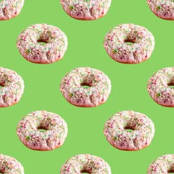 Seamless pattern made with a bun on green background. Stock Illustration