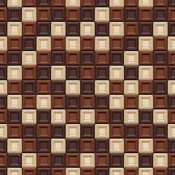 Seamless pattern made of chocolate cubes, sweets. Stock Illustration