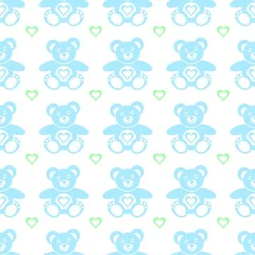Seamless pattern made of cute blue teddy bears Stock-Illustration
