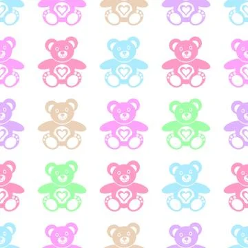 Seamless pattern made of cute colorful teddy bears Illustrazione stock