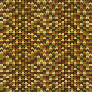 Seamless pattern made of dark muted brown, yellow and green overlay circles w Stock Illustration
