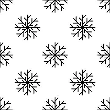 Seamless pattern made from doodle abstract snowflakes. Isolated on white back Stock Illustration