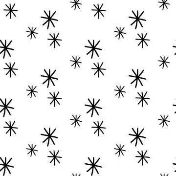 Seamless pattern made from doodle abstract snowflakes. Isolated on white back Illustrazione stock