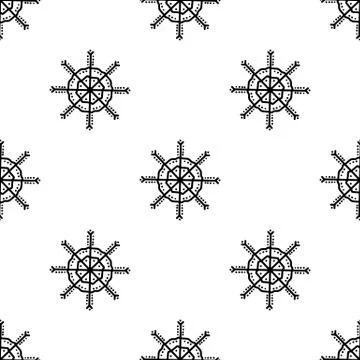 Seamless pattern made from doodle abstract snowflakes. Isolated on white back Stock Illustration