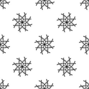 Seamless pattern made from doodle abstract snowflakes. Isolated on white back Stock Illustration