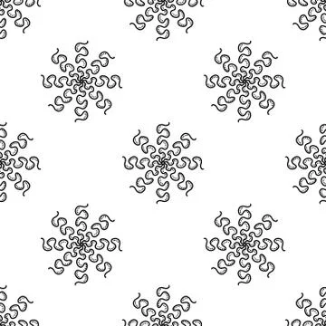 Seamless pattern made from doodle abstract snowflakes. Isolated on white back Stock Illustration