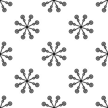 Seamless pattern made from doodle abstract snowflakes. Isolated on white back Stock Illustration