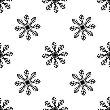 Seamless pattern made from doodle abstract snowflakes. Isolated on white back Stock Illustration