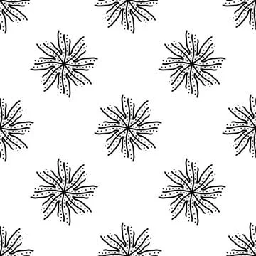 Seamless pattern made from doodle abstract snowflakes. Isolated on white back Stock Illustration
