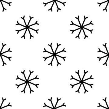 Seamless pattern made from doodle abstract snowflakes. Isolated on white back Stock Illustration