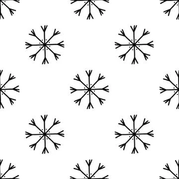 Seamless pattern made from doodle abstract snowflakes. Isolated on white back Stock Illustration