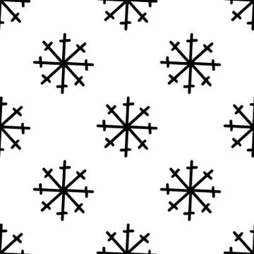 Seamless pattern made from doodle abstract snowflakes. Isolated on white back Stock Illustration