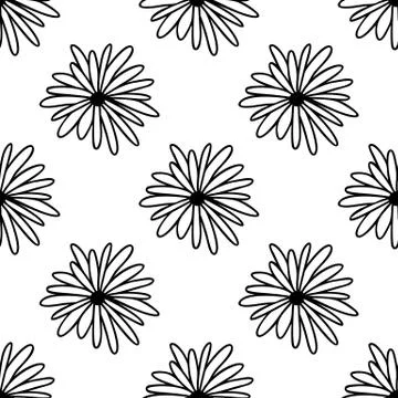 Seamless pattern made from doodle chamomile flowers. Isolated on white backgr Stock Illustration