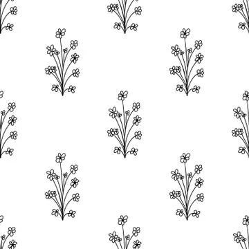 Seamless pattern made from doodle chamomile flowers. Isolated on white backgr Stock Illustration