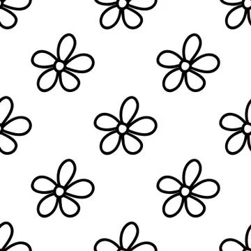 Seamless pattern made from doodle chamomile flowers. Isolated on white backgr Stock Illustration