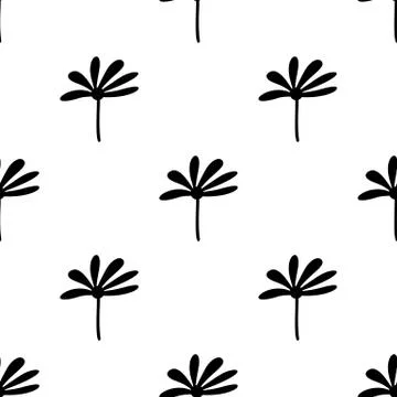 Seamless pattern made from doodle chamomile flowers. Isolated on white backgr Illustrazione stock