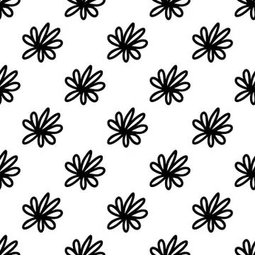 Seamless pattern made from doodle chamomile flowers. Isolated on white backgr Stock Illustration