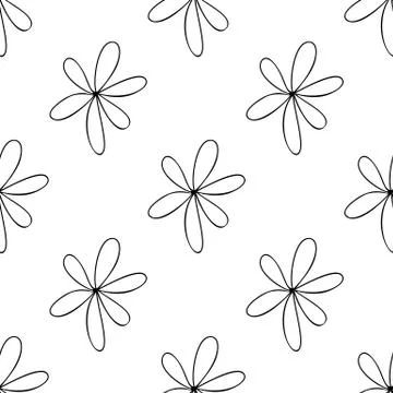 Seamless pattern made from doodle chamomile flowers. Isolated on white backgr Stock Illustration
