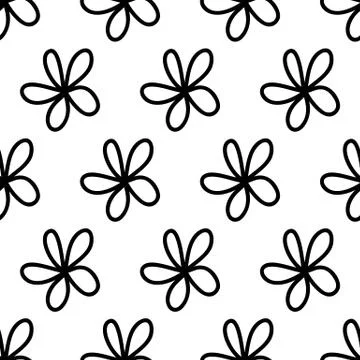 Seamless pattern made from doodle chamomile flowers. Isolated on white backgr Stock Illustration