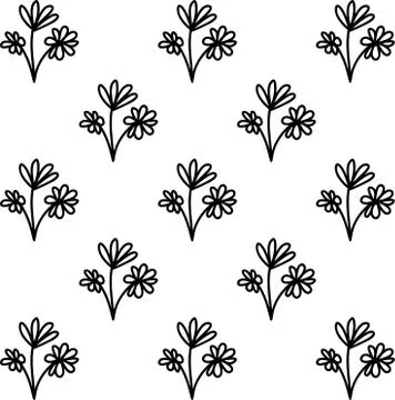 Seamless pattern made from doodle chamomile flowers. Isolated on white backgr Stock Illustration