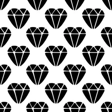 Seamless pattern made from doodle diamond. Isolated on white background. Vect Stock Illustration